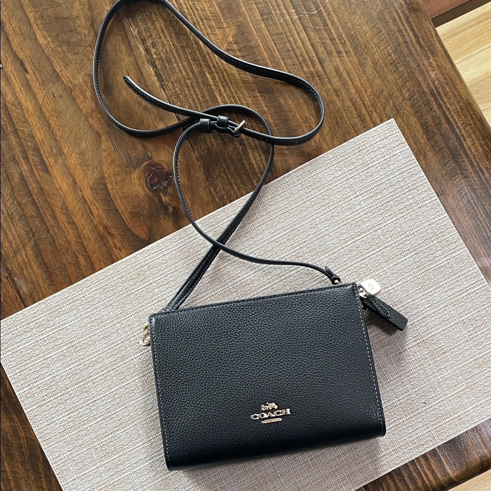 NWT Coach Black Leather Crossbody Bag